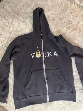 Tito's Vodka Blue Gray Zip Hoodie with Bottle Graphic Unisex L
